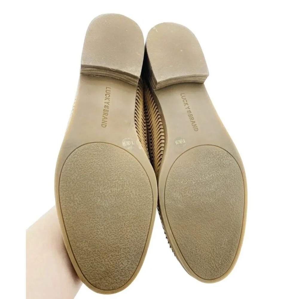 Lucky Brand Camdyn Brown Perforated Leather Loafer Flats Slip On SZ 8.5